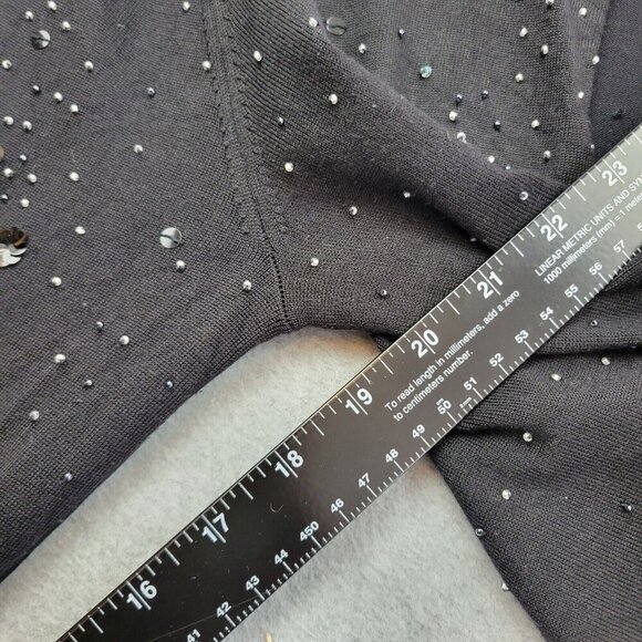 Rena Rowan Womens Silk Blend Sweater Size Large Cardigan Tank Set Black Beaded - Picture 11 of 16